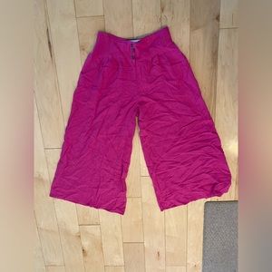 Wide leg crop pants linen pink